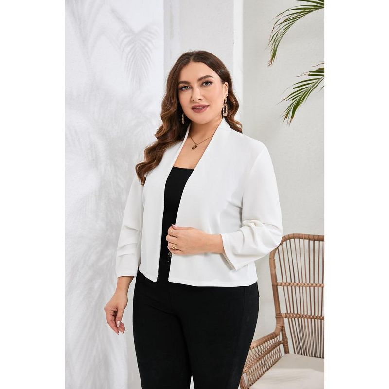 Whizmax Plus Size Blazer for Women 3/4 Sleeve Open Front Office Cropped Blazer Jacket, 4 of 8