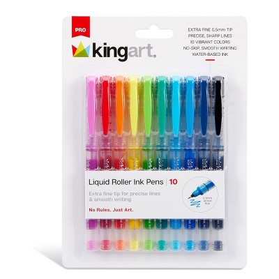 KINGART PRO Liquid Roller Ink Pens, 10 Colors