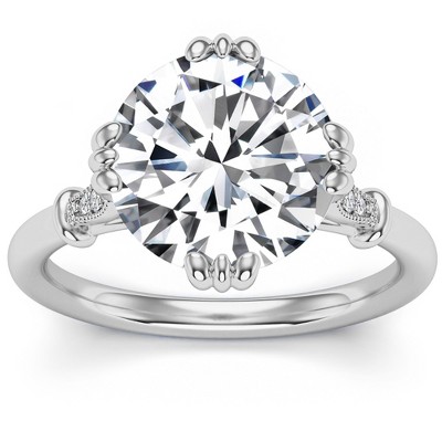 Pompeii3 Certified 5.10Ct Round Diamond 14k White Gold Engagement Ring Lab Created - Size 7