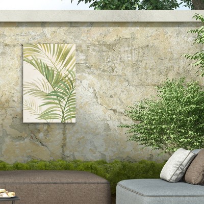 Albena Hristova Green Palm Leaves Outdoor Canvas Print 12x19