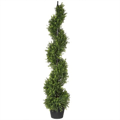 National Tree Company Indoor & Outdoor Plastic Spiral Faux Plant Bush Artificial Boxwood Topiary Tree with Grow Pot Base & Center Pole, 48 Inches Tall