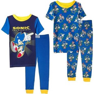 Sonic The Hedgehog Little/Big Boy's 4-Piece Cotton Pajama Set - 1 of 3