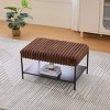 Syemin Ottomans and Benches Upholstered Ottoman Coffee Table Foot Rest, Footstool with Open Storage, Faux Fur Foot Stool, Brown, 30.7"*20.5"*17.7" - 2 of 4