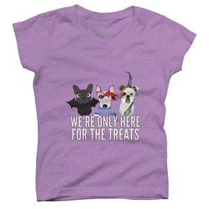 Girl's Design By Humans Dog Halloween - We're Only Here For The Treats By PedigreePrints T-Shirt - 1 of 3