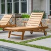 Nordic Teak Natural Outdoor Sun Lounger with Adjustable Seat and Side Table - 4 of 4