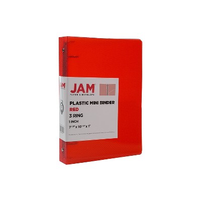 JAM Paper Plastic Mini 1" 3-Ring Binder Red (751TM1RE) 