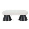 Modern Oval Upholstered Dining Bench,Fabric Bedroom End of Bed Bench,Console Bench with Iron Legs for Entryway Or Dining Room-Coolbibila - 3 of 4