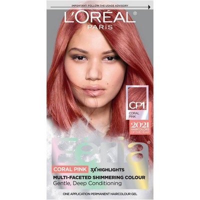 L'Oreal Paris Feria Multi-Faceted Shimmering Permanent Hair Color - Coral Pink CP1 - 1 fl oz