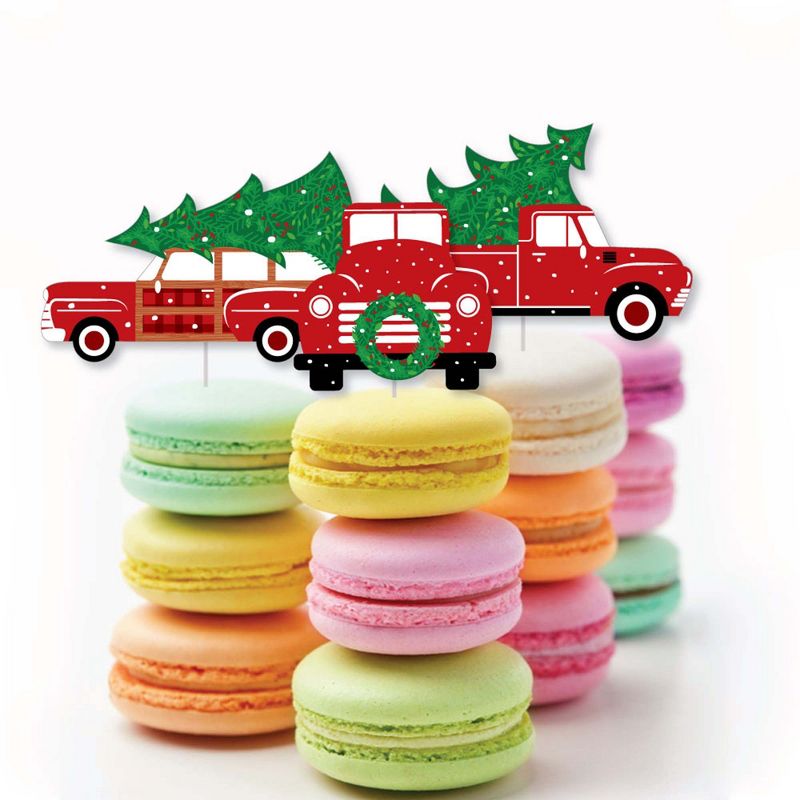 Big Dot of Happiness Merry Little Christmas Tree - Shaped Red Truck and Car Christmas Party Cut-Outs - 24 Count, 3 of 6