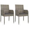 vidaXL 3 Piece Patio Dining Set with Cushions Black and Gray Poly Rattan - 4 of 4