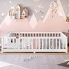 Bed Floor Bed with Safety Guardrails and Door for Kids, Natural - 2 of 4
