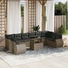 vidaXL 11 Piece Patio Sofa Set with Cushions Gray Poly Rattan - 2 of 4