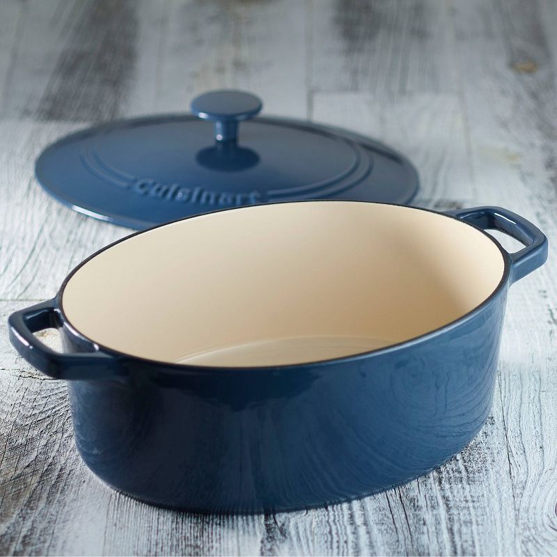 Cuisinart Chef&#39;s Classic 5.5qt Blue Enameled Cast Iron Oval Casserole with Cover - CI755-30BG, 3 of 6