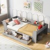 TIRAMISUBEST Twin Size Daybed with Storage Shelves, 2 Drawers and Built-In Charging Station, Wooden Daybed Frame Sofa Bed with Slats Support - 2 of 4