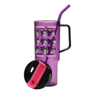 Kuromi Poses Purple 44 Oz Plastic Tumbler With Handle - 1 of 4
