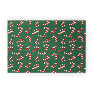 Lathe & Quill Candy Canes Green Welcome Mat - Society6 - 1 of 3