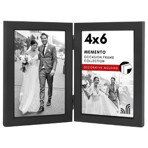 Americanflat Hinged 4x6 Picture Frame with Wide, Beveled Molding and Shatter-Resistant Glass - Modern Frame Two 4x6 Photos - Black - 1 of 1