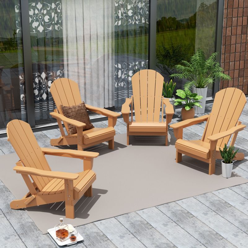 WestinTrends Malibu HDPE Outdoor Patio Folding Poly Adirondack Chair (Set of 4), 2 of 6