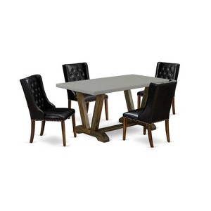 HomeStock 5-Piece Distressed Jacobean Finish Solid Wood Top Dining Table with 4-Chairs - 1 of 4