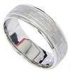 Pompeii3 Mens 14K White Gold 7mm Textured Comfort Wedding Band - 3 of 4