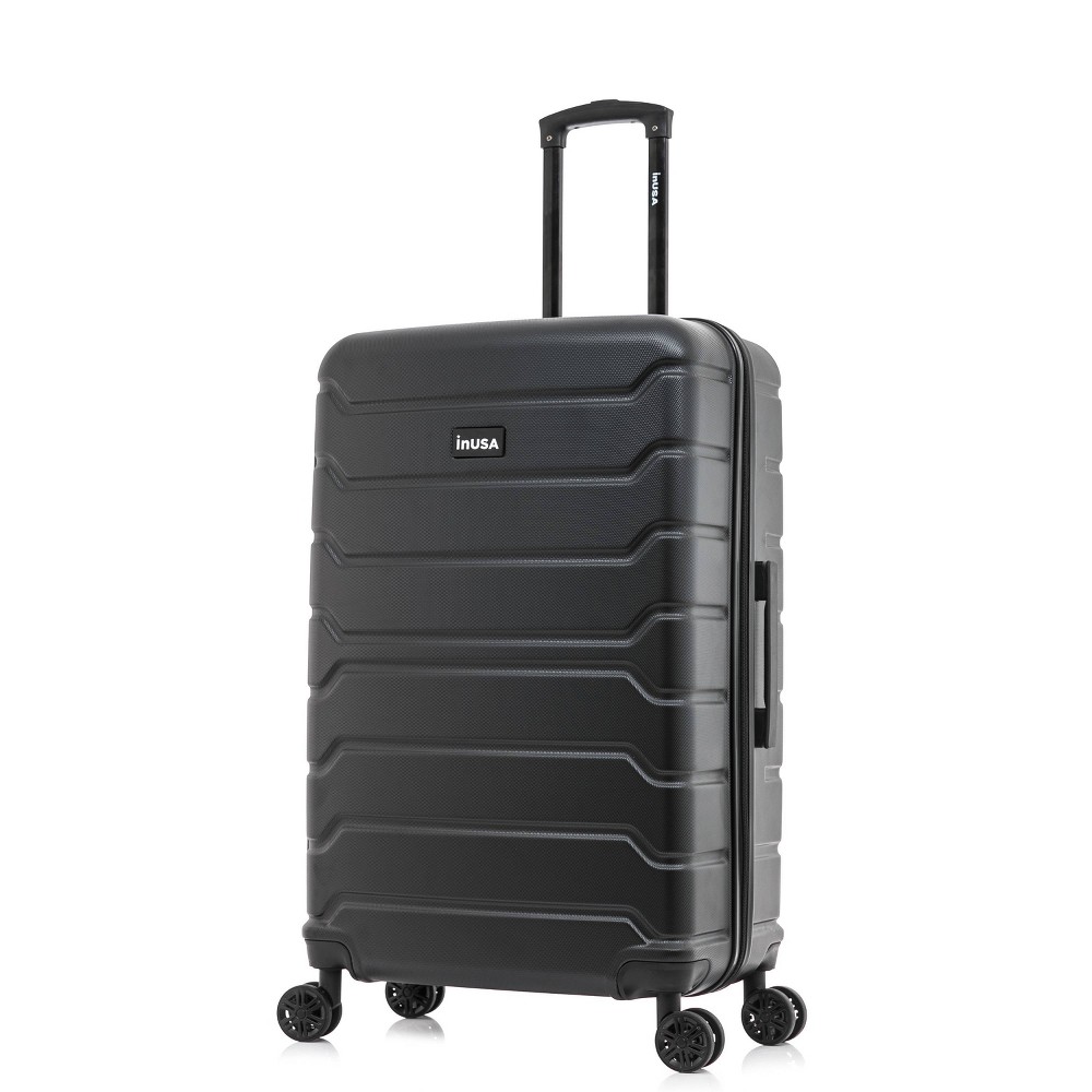 Photos - Luggage InUSA Trend Lightweight Hardside Medium Checked Spinner Suitcase - Black 