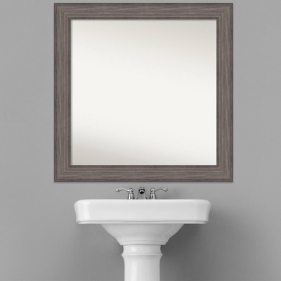 31" x 31" Brown Wood Rectangular Bathroom Vanity Mirror