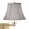 Barnes and Ivy Alta Warm Gold Plug-In Swing Arm Wall Lamp with Pewter Gray Bell Shade - 2 of 4