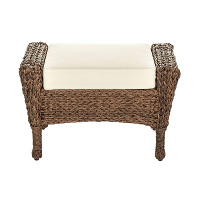 Faux Sea Grass Patio Ottoman - W Unlimited