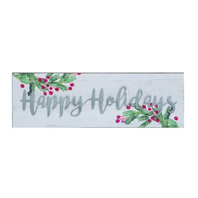 Transpac Wood 18 in. White Christmas Holiday Greeting Sign