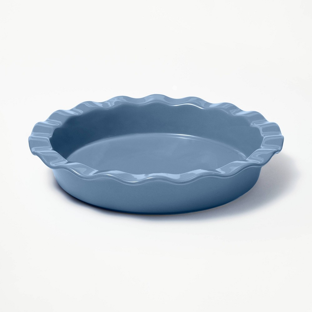 9" Round Stoneware Ruffle Pie Dish Blue - Figmint™: Baking Dish, Microwave & Oven Safe, Dishwasher Safe