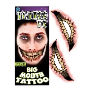 Tinsley Transfers Evil Grin Big Mouth Tattoo Costume Accessory - 1 of 4