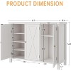 Coucheta Farmhouse Shoe Cabinet - 43" Long Barn Door Storage with Adjustable Shelves, White - 2 of 4