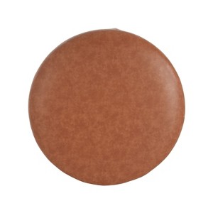 Okak Round Ottoman Bench Coffee Table Soft Upholstered Foot Rest Faux Leather Small Ottomans Foot Stools for Living Room, Entryway,Bedroom, Cognac - 1 of 4