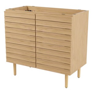 JONATHAN Y VAN1000 Aubert 20 in. W x 18 in. D x 33 in. H Thick Linear Slat Modern 2-Shelf Bath Vanity Cabinet Only (Sink Basin not Included) - 1 of 4