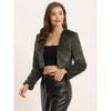 Allegra K Women's Cropped Open Front Collarless Long Sleeve Faux Fur Jacket - 2 of 4