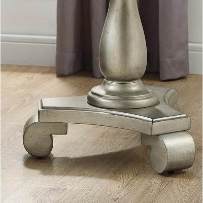 Champagne Finish Round Wood Pedestal End Table