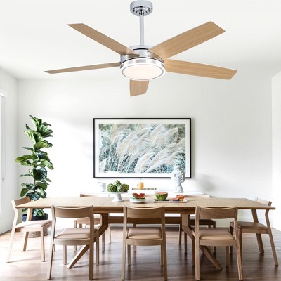 Bella Depot 52" Modern Silver Ceiling Fan with LED Light