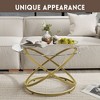 Glass Coffee Table, Round Coffee Table with Ring Metal Frame, Modern Minimalist Coffee Table - 4 of 4
