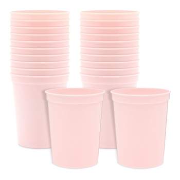 Blue Panda 24 Pack 16oz Pink Plastic Cups for Birthday, Graduations, Baby Showers Party Supplies