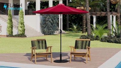 Gray 9-Foot Round Patio Umbrella with Aluminum Pole and Crank Tilt