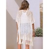 INSPIRE CHIC Women's Boho Open Front Short Sleeve Lightweight Fringe Beach Knit Cardigans - 4 of 4