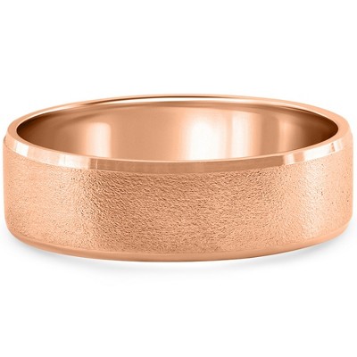 Pompeii3 6mm Brushed Round Polished Edge 14k Rose Gold Wedding Band
