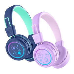 MEE audio KidJamz KJ55BT (2 Pack) Safe Listening Bluetooth Wireless Kid's Headphones with LED Lights - 1 of 4