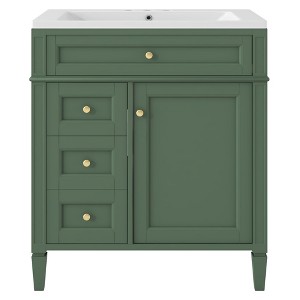 Vynxaria 30'' Bathroom Vanity with Top Sink, Modern Bathroom Storage Cabinet with 2 Drawers and a Tip-out Drawer, Single Sink Bathroom Vanity - 1 of 4