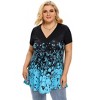 Plus Size Women's V Neck Short Sleeve T Shirt with Ruffle Detail Stretchy Soft Printed Blouse Casual Comfortable Tops XL to 5XL - 2 of 4