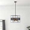 Modern Industrial Drum Pendant Light, Black Cage Chandelier with 5-Light Exposed Bulbs and Mesh Shade - 4 of 4