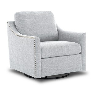 Hyleory Linen Swivel Accent Chair with Studded Trim, Comfortable Upholstery and Smooth 360° Rotation - 1 of 4