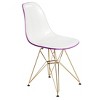 LeisureMod 5-Piece Dining Set with 35" Round Dining Table in White Iron Pedestal Base and 4 ABS Plastic Side Chair with Gold Base - 3 of 4