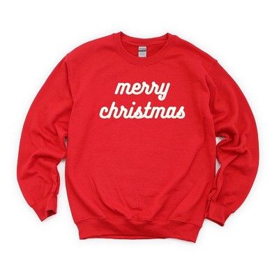 Simply Sage Market Women's Graphic Sweatshirt Merry Christmas Bold Cursive Words Puff Print