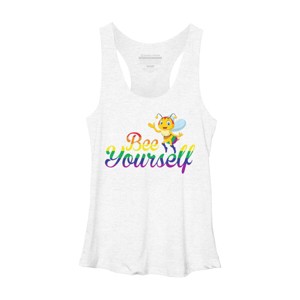 Adult Design By Humans Bee Yourself Rainbow Pride By AmusingDesignCo Racerback Tank Top - 1 of 2